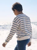 Pullover in Ecru und Blau mit Streifenmuster LERAYAGE / 24H3PGJ1SWE001