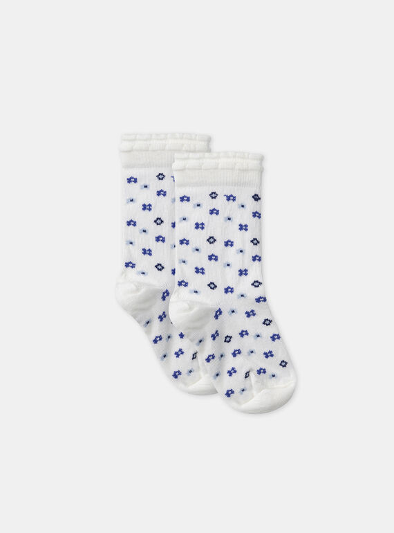 Jacquard-Socken in Ecru mit Blumenmuster MEFLERETTE / 25E4PF81SOQ114