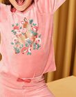 Rosa Pyjama aus Samt mit Reh-Animation DOUBIETTE / 22H5PF21PYJ303