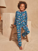 Petrolfarbener Pyjama mit Dinosaurier-Druck aus Jersey GRUDIAGE / 23H5PG14PYJ716