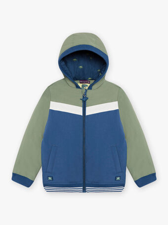 Marineblaue und khakifarbene Colorblock-Jacke für Kinder Junge CAXOTAGE / 22E3PGG2BLO604