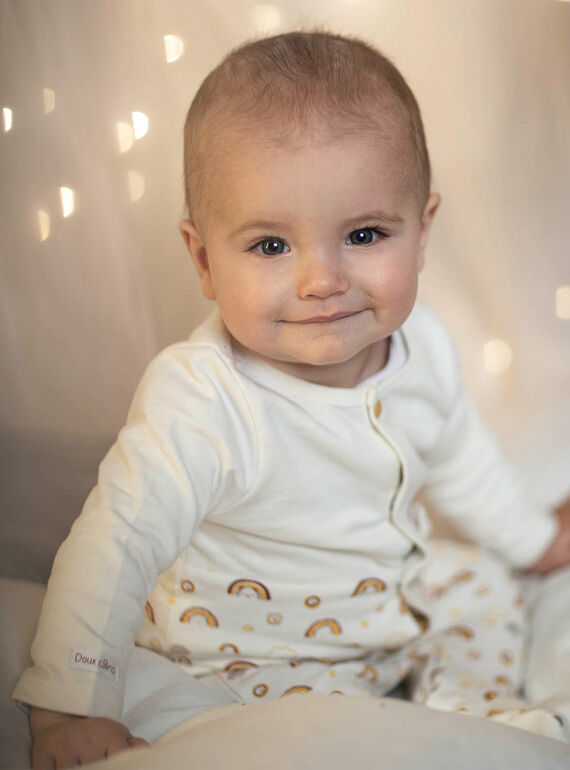 Baby Junge Regenbogen und Igel Fleecestrampler und Mütze CEFABRICE / 22E5BG44GRE002