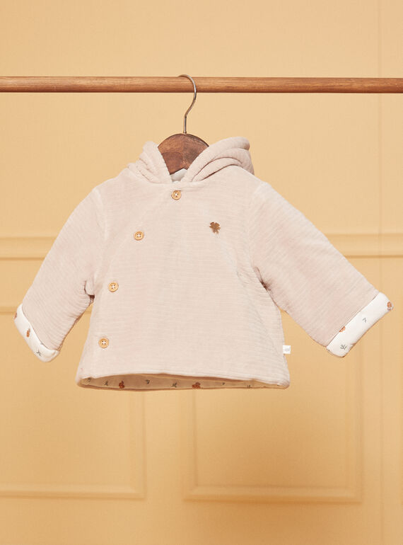Beige Samtjacke mit Kapuze für Neugeborene LOAC / 24H0CM11VES007