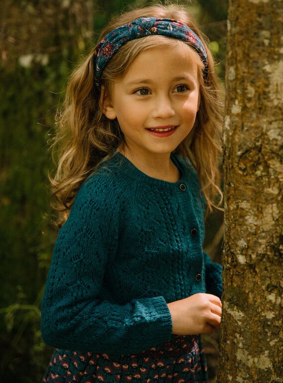 Strickjacke mit Lochmuster in Entenblau DYZETTE / 22H2PFU1CAR714