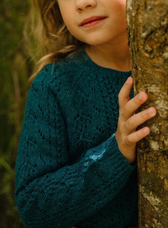 Strickjacke mit Lochmuster in Entenblau DYZETTE / 22H2PFU1CAR714