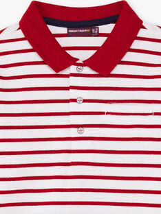 Rot-weiß gestreiftes langärmeliges Poloshirt für Jungen BACLOAGE / 21H3PG11POL001