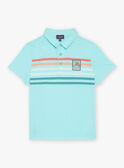 Türkisfarbenes Poloshirt mit Streifenmuster FLUPIQAGE / 23E3PGQ1POL202