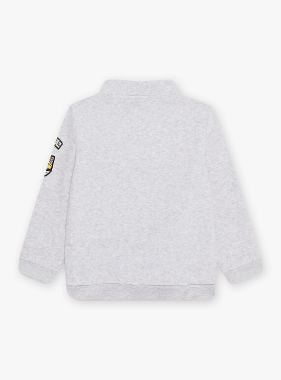 Grau melierter Pullover mit Kängurutasche DEBADGEAGE / 22H3PGR1PUL943
