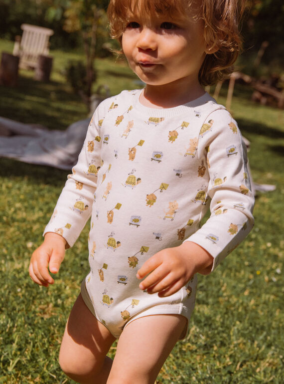 Gerippter Body in Ecru mit Tiermotiven GADENNIS / 23H1BG81BOD001