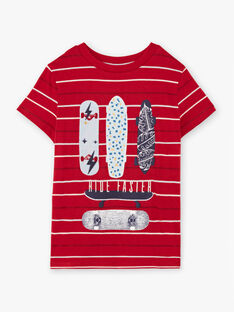 Baby Boy's rot und weiß gestreiftes T-Shirt BADROAGE / 21H3PG11TMC050