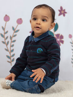 Blau gestreiftes Langarm-Poloshirt für Baby-Jungen BAJORGE / 21H1BG91POL715