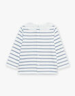 Ecru- und marineblaues T-Shirt im Matrosenstil FABULEUSE / 23E1BF81TEE001