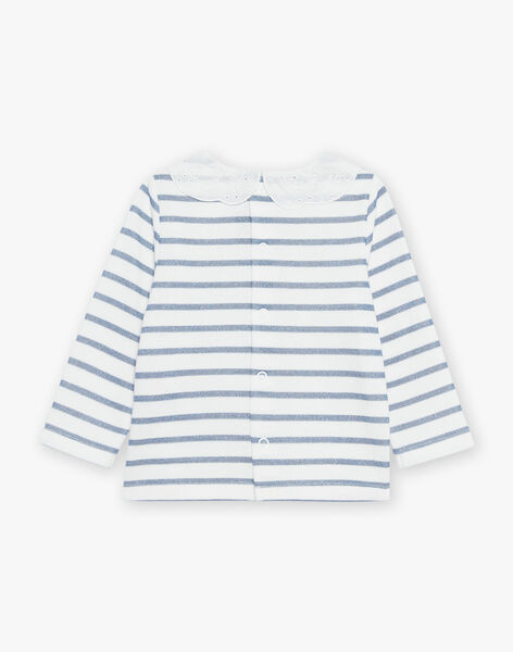 Ecru- und marineblaues T-Shirt im Matrosenstil FABULEUSE / 23E1BF81TEE001