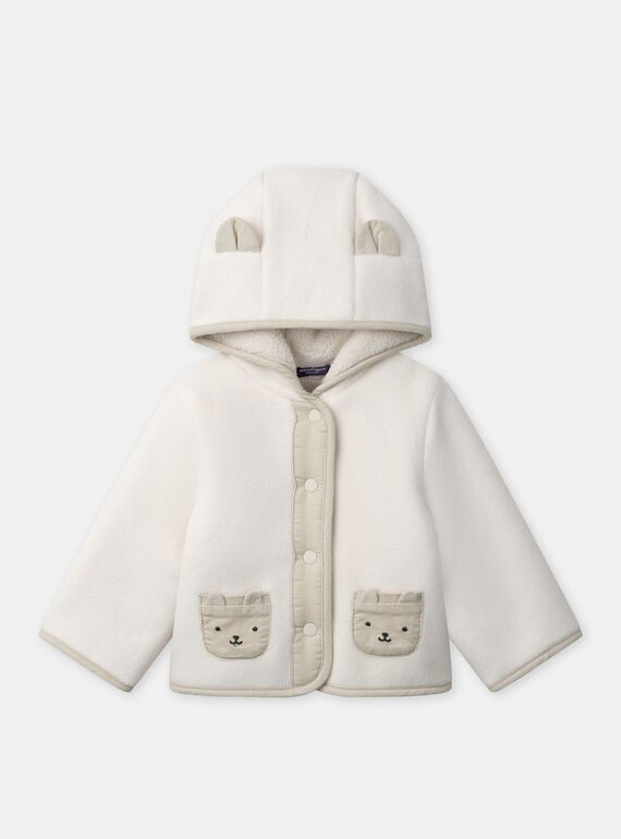 Jacke, ecrufarben mit Bärenkopftaschen Baby, Jungen NINESTOR / 25H1BGE1VES001
