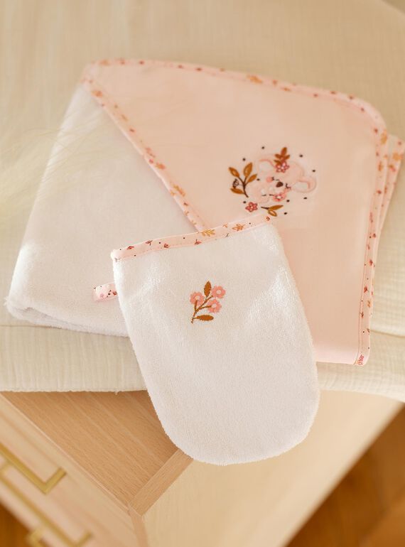 Schwämmmchen und naturfarbener Waschlappen mit Blumendruck FOSKEA / 23E0AF61POI000