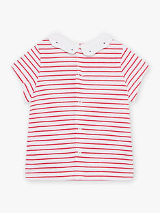 Gestreiftes Baby Mädchen-T-Shirt mit Rüschenkragen CAFANNY / 22E1BF81BRA001