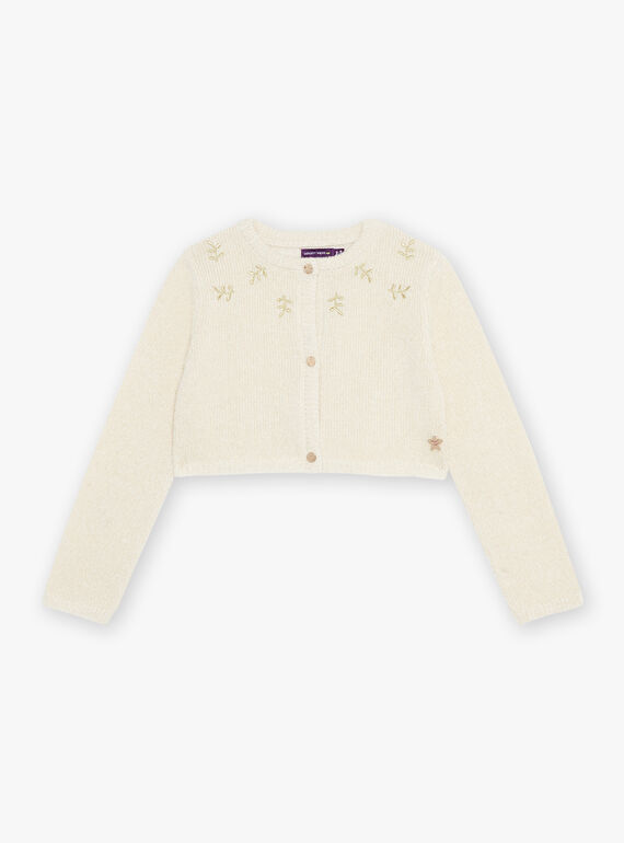 Kurze Strickjacke mit Blättermuster DAEMETTE / 22H2PF61CAR005