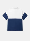 Blau-weißes Poloshirt aus Jersey mit „Gitarristendachs“-Motiv LEPOLAGE / 24H3PGJ1POL000
