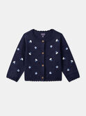 Texturierte marineblaue Strickjacke mit aufgestickten Blumen LACORRINE / 24H1BFJ2CAR070