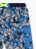 Badeshorts für Kind Junge mit blauem Blattdruck CYSHORTAGE / 22E4PGO6MAI622