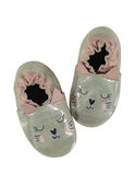 Weicher Lederpantoffel Glitzer-Beige mit Katzen-Stickerei Baby Mädchen GNFCHAT / 19WK37Z2D3S080