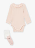 Set aus Body, Strampelanzug und Strumpfhose in Ecru und Rosa LOUANE / 24H0CF12ENS001