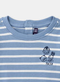 Marinière-T-Shirt in Pastellblau und Ecru LADREDO / 24H1BGJ1TMLC236