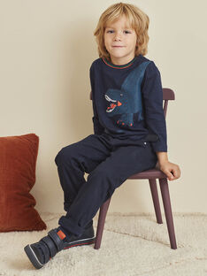 Marineblaue Twill-Hose für Jungen mit kontrastierenden Details BUJIDAGE / 21H3PGQ2PAN070