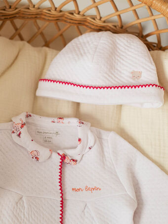 Baby Mädchen weißer Schlafanzug und Mütze ZOLOUANE B / 21E0NFY1GRE000