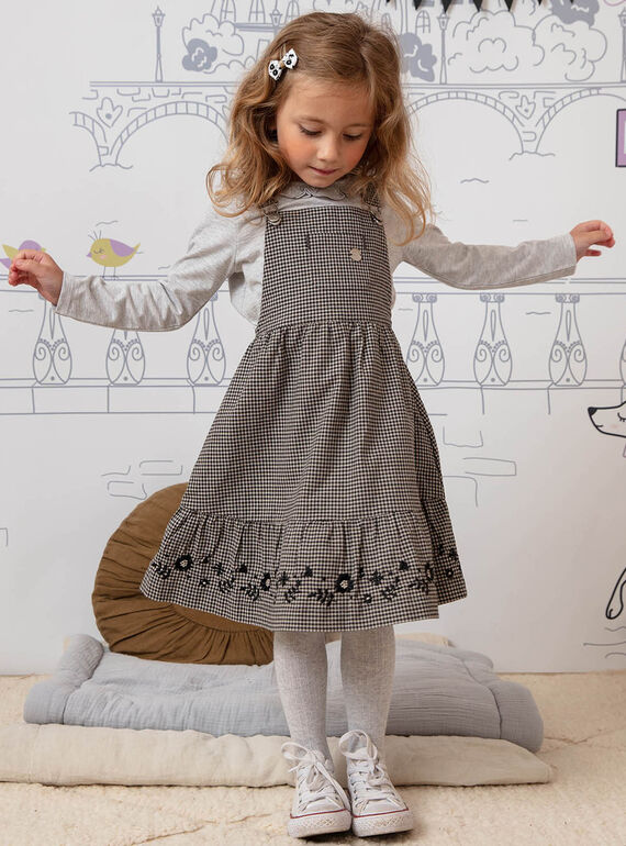 Kind Mädchen Gingham fließenden Latzhose Kleid BECHAETTE / 21H2PF21CHS090