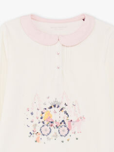 Mädchen-Pyjama-T-Shirt und Hose ecru und rosa BEBULETTE / 21H5PF61PYJ001