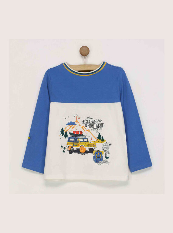 Weiß-blaues langärmeliges T-Shirt RATOAGE / 19E3PG61TML001
