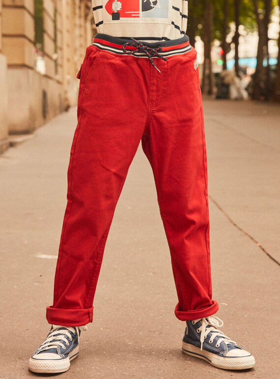 Rote Hose mit geradem Bein und elastischem Bund