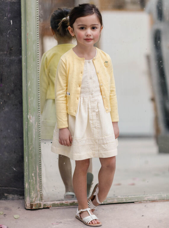 Zitronengelbes Kleid mit Streifen Kind Mädchen ZIRAYETTE / 21E2PFO2CHSB104