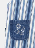 Lange blau-weiße Latzhose aus Denim mit Streifendruck LADEREK / 24H1BGJ1SALP274