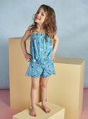 Kind Mädchen türkisfarbene Shorts mit Blumendruck CAUSHOETTE 2 / 22E2PFT4SHO202