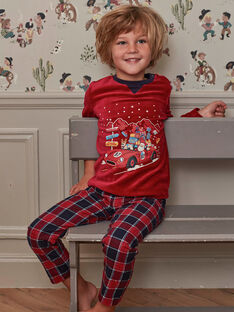 Pyjama-Set für Jungen aus rotem Samt mit Weihnachtsmotiven BODILAGE / 21H5PGI1PYJF528
