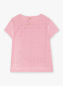 Kind Mädchen rosa besticktes T-Shirt mit ausgefallenem Blumenschriftzug CETIETTE / 22E2PFB1TMC305