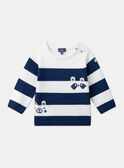 Blau-weißer Pullover mit Streifendruck LADAEL / 24H1BGJ1PUL001