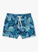 Marineblaue und grüne Badeshorts mit Laubmuster FISAM / 23E4BGM2MAI070