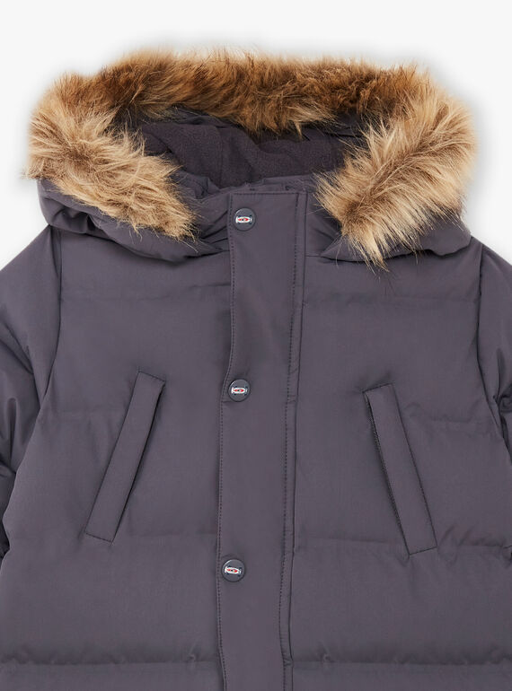 Dunkelgrauer Parka für Jungen mit Fleece-Futter BADOUNAGE / 21H3PGE3PARJ916