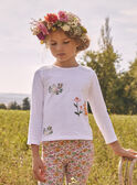 Ecru-T-Shirt mit Hasen- und Blumenmotiven KABRIETTE / 24E2PF32TML001