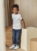 Ecrufarbenes und hellblaues strukturiertes Tiger-T-Shirt für Kinder Jungen CAZOTAGE3 / 22E3PGF1TMC001