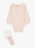Set aus Body, Strampelanzug und Strumpfhose in Ecru und Rosa LOUANE / 24H0CF12ENS001
