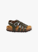 Offene Sandalen aus grünem Leder FESANDAGE / 23N10PG62D0E604