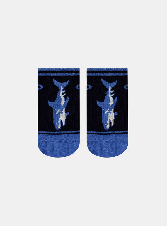 Jersey-Socken mit Jaquardmuster und Haifischmotiv in Blau KLOCHAGE / 24E4PGS1SOQC234