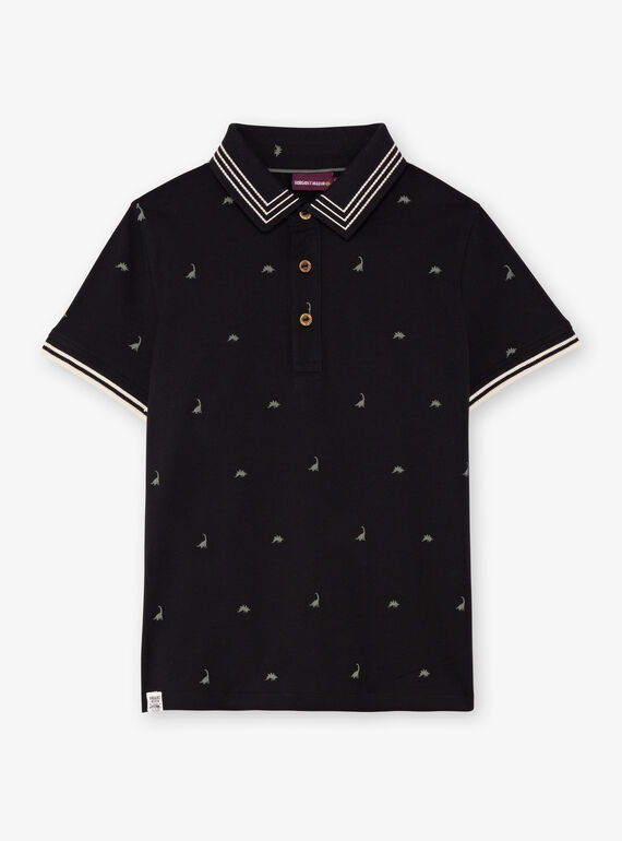 Schwarzes Poloshirt für Jungen mit Dinosaurier-Print BAPOLAGE / 21H3PG21POL090