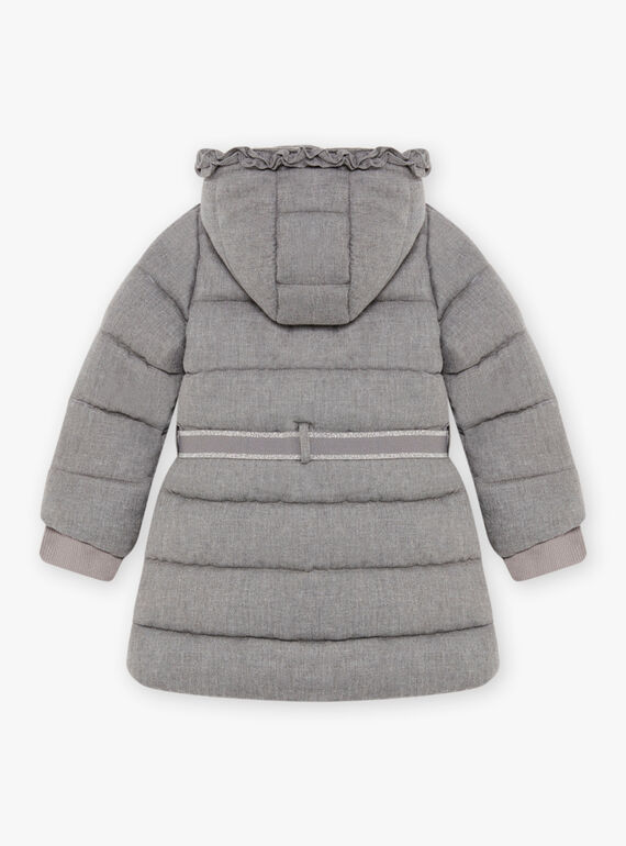 Mausgraue Daunenjacke mit Kapuze für Kind Mädchen BLOZIKETTE / 21H2PFE3D3E904