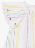 Set aus Kleid und Bloomers aus Popeline in Ecru mit Streifendruck LAALBERTINE / 24H1BFI2ROB001