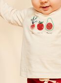 Vanillefarbenes Poloshirt mit gestickten Gemüsepatches FACETHAN / 23E1BGB1POL114